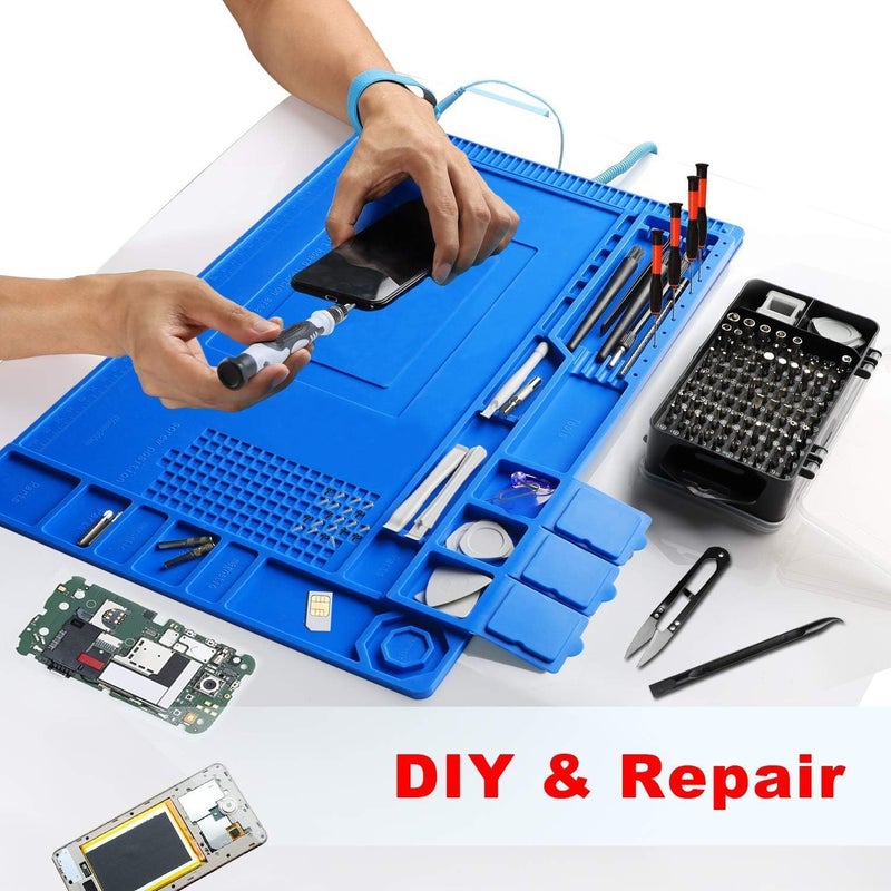 COOLCOLD 115 in 1 Screwdriver Set with Magnetic Bits, Silicone Heat Resistant Mat (932°F, 17.8x11.8 inch) & Laptop Screw Kit | Professional Repair Tool Kit for Laptop, Mobile, Tablet, Electronics - Image 4