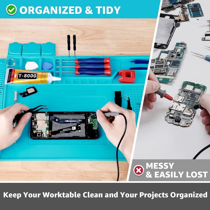 COOLCOLD 115 in 1 Screwdriver Set with Magnetic Bits, Silicone Heat Resistant Mat (932°F, 17.8x11.8 inch) & Laptop Screw Kit | Professional Repair Tool Kit for Laptop, Mobile, Tablet, Electronics - Image 5