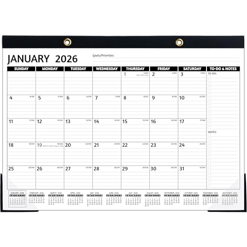 BowCuk 2026-2027 Desk Calendar – Run Now to MAR. 2027, 18 Monthly Desk Calendar 2026-2027 Large, 17'' x 12'', Best Desk/Wall Calendar 2026 with To-do Lists, Desk Pad, Ruled Blocks, Corner Protectors - Image 1