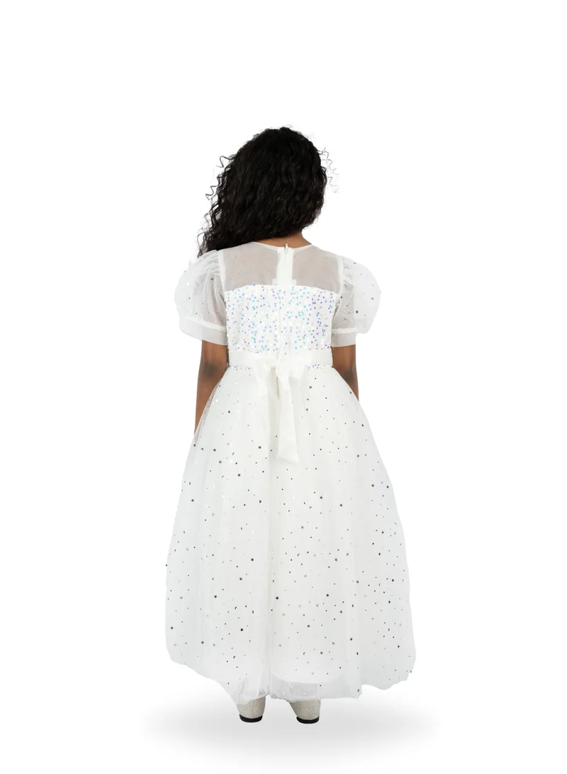 D'Daniela White Party Dress Sequin Stars