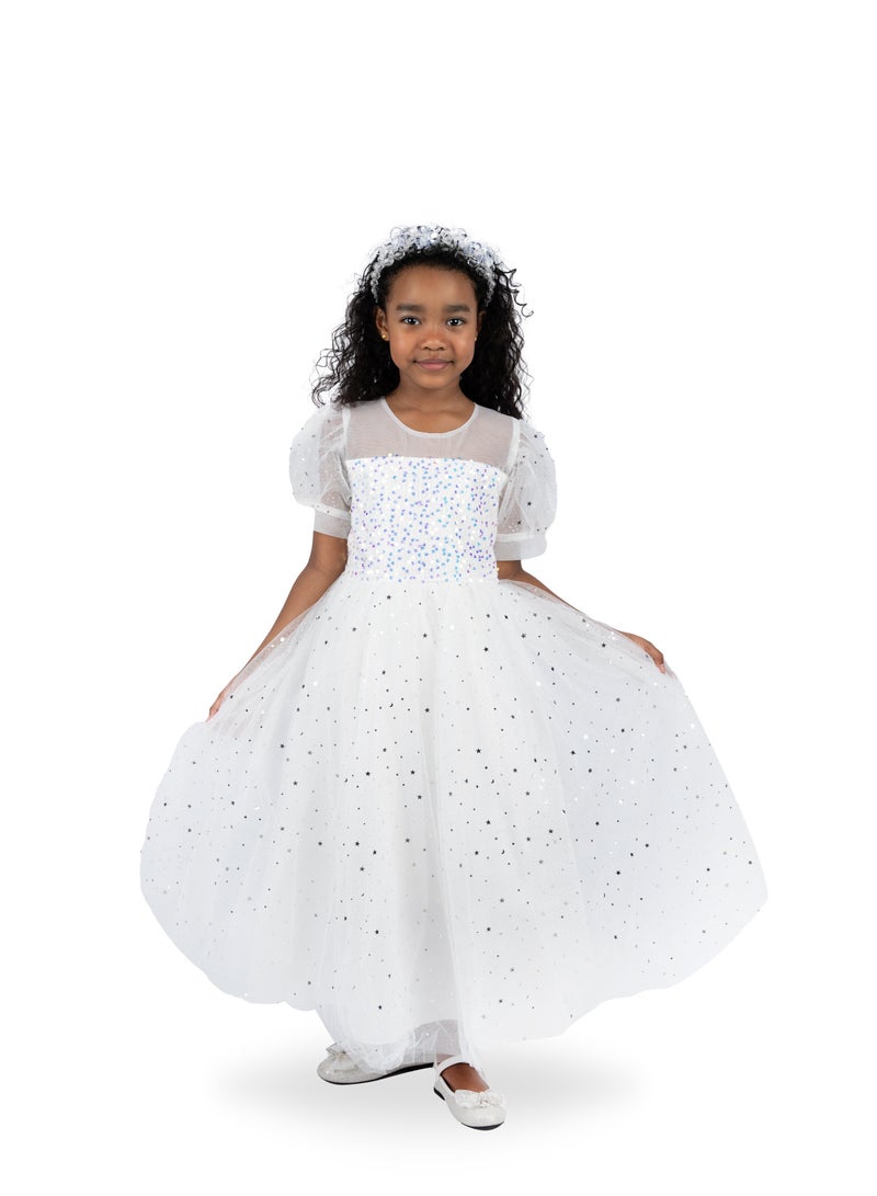 دىدانيالا فستان سهرة أبيض بنجوم لامعة - Image 2