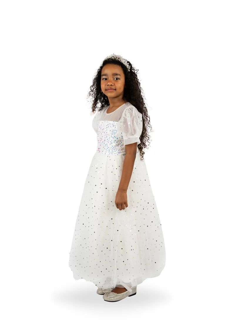 D'Daniela White Party Dress Sequin Stars