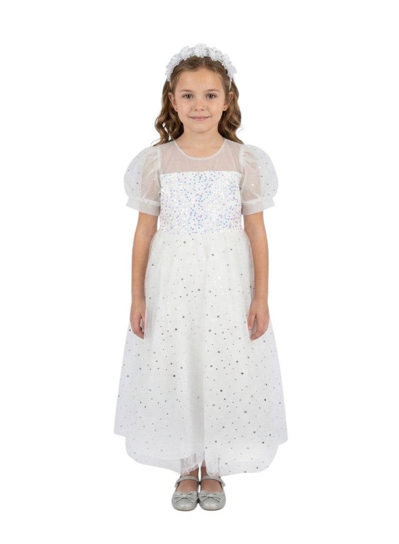 D'Daniela White Party Dress Sequin Stars - Image 1