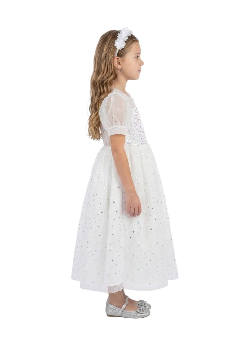 D'Daniela White Party Dress Sequin Stars - Image 3