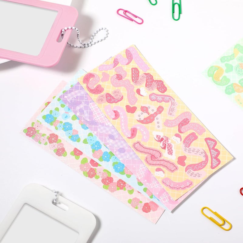 Fainne 6 Pcs Kpop Photocard Holder 2.1 x 3.3 Inch Kpop Cardholder Plastic Cover Holder Korean Decorative Stickers with Keychain - Image 5