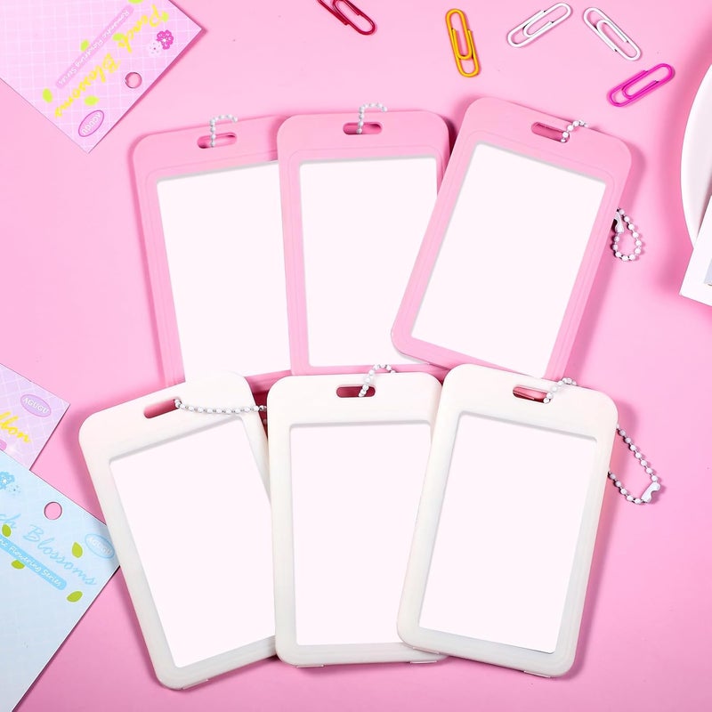 Fainne 6 Pcs Kpop Photocard Holder 2.1 x 3.3 Inch Kpop Cardholder Plastic Cover Holder Korean Decorative Stickers with Keychain - Image 1