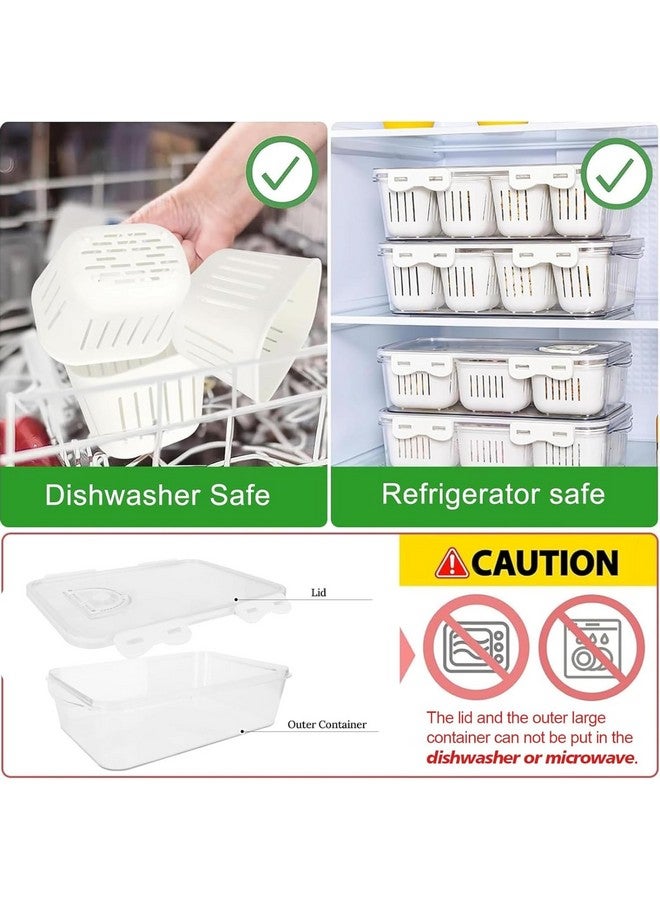 Home Essentials HomeEssentials Polyethylene Terephthalate Fridge Storage Boxes - Food Storage Containers For Kitchen|Fridge Organiser With 8 Draining Dividers Bin|Refrigerator Storage Containers (8 Grid); white - Image 5