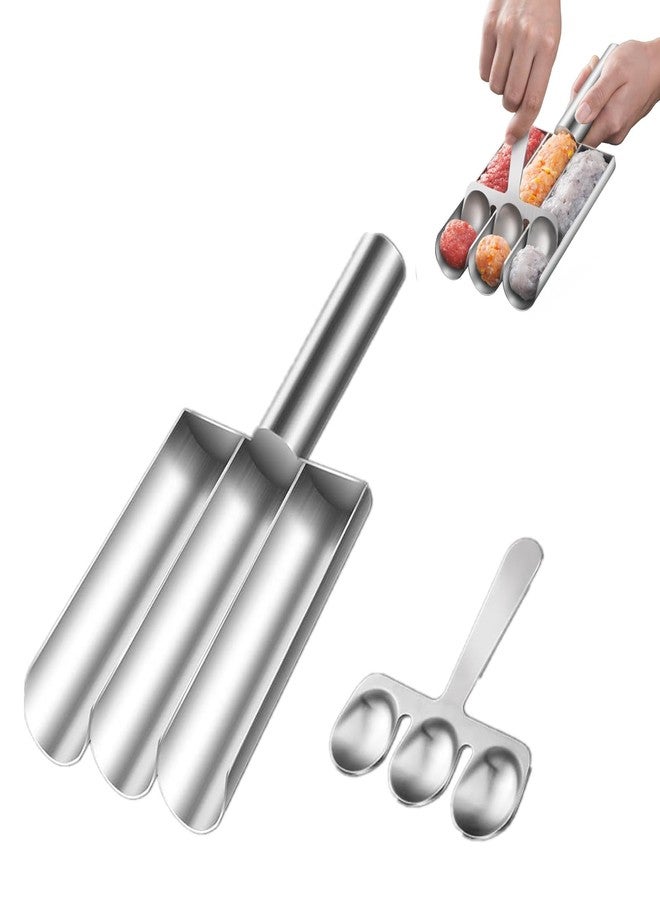XPAPOV Meat Baller Spoon with Cutting Spade, Triple Meatball Maker for Meatball Lovers, DIY Meatball Making Set, Home Cooking Tools for Quick Making Meatballs - Image 1
