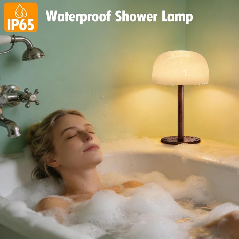 Eocean Rechargeable Table Lamp, 10000mAh Battery Operated Waterproof Shower Lamp, Cordless Touch Bedside Lamp for Bedroom, 3 Color Temps Dimmable LED Wireless Lamp for Bathroom, Kitchen, Patio,Outdoor - Image 2