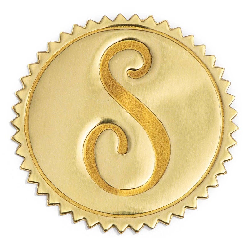 PaperDirect Deluxe Embossed Letter S Monogram Foil Certificate Seals 2 Inch Self Adhesive 100 Count Embossed Seals for Certificates Achievement Awards Stationery