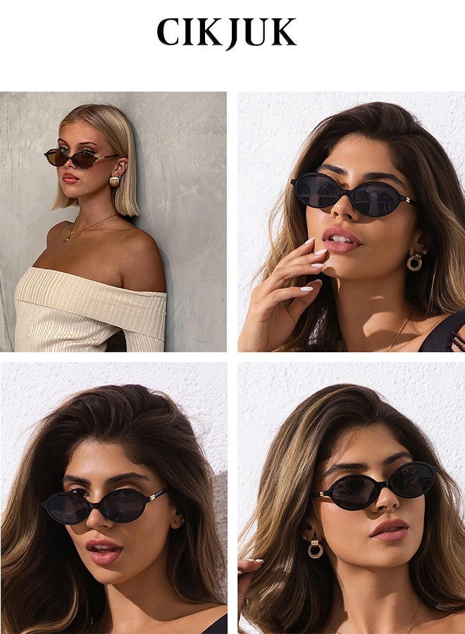 سِيكجُوك نظارات شمسية بيضاوية للرجال والنساء نسائية ورجالية نسائيه رجاليه بتصميم ريترو أنيق صغيرة الحجم مع حماية من الأشعة فوق البنفسجية تتميز هذه النظارة الشمسية بشكل دائري عصري وتشمل نضارات نساءيه رجالي نضرات رجال النظارات الشمسية بني - Image 3