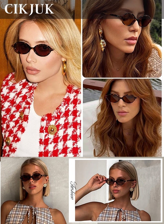 سِيكجُوك نظارات شمسية بيضاوية للرجال والنساء نسائية ورجالية نسائيه رجاليه بتصميم ريترو أنيق صغيرة الحجم مع حماية من الأشعة فوق البنفسجية تتميز هذه النظارة الشمسية بشكل دائري عصري وتشمل نضارات نساءيه رجالي نضرات رجال النظارات الشمسية بني - Image 4