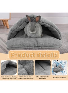 Kathson kathson Rabbit Cave Sleeping Bed Guinea Pig Hideout Cozy House Pet Soft Warm Fleece Winter Slipper Cushion Small Animal Nest Cage for Ferrets Squirrel Hamster Chinchilla Rat Hedgehog Bunny  - Image 3