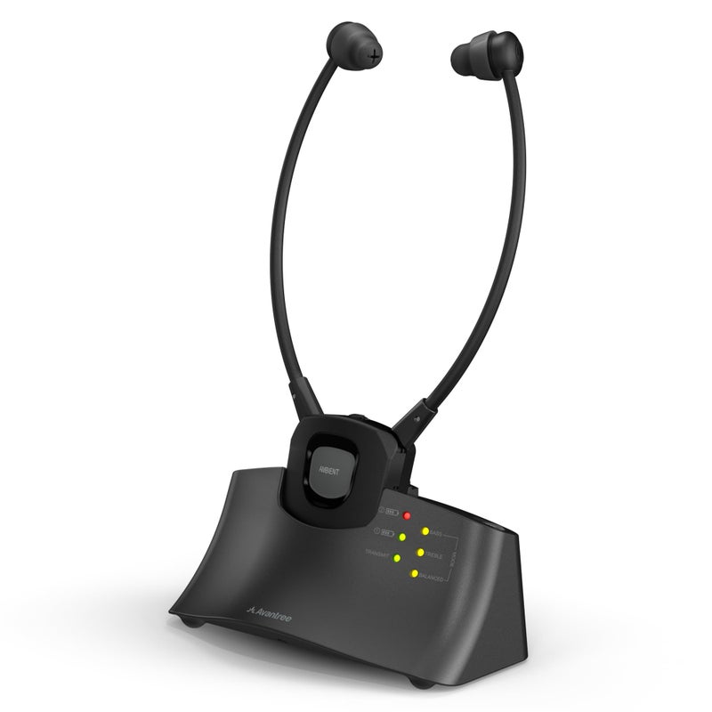 Avantree HT381 Wireless Earbuds for TV Listening with RF Transmitter LR Balance Volume Control Headphones for Seniors Hard of Hearing Compatible with TVs with Optical or AUX Audio Output - Image 2