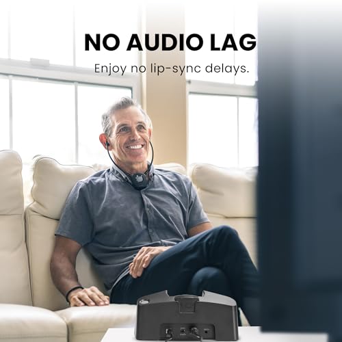 Avantree HT381 Wireless Earbuds for TV Listening with RF Transmitter LR Balance Volume Control Headphones for Seniors Hard of Hearing Compatible with TVs with Optical or AUX Audio Output - Image 3