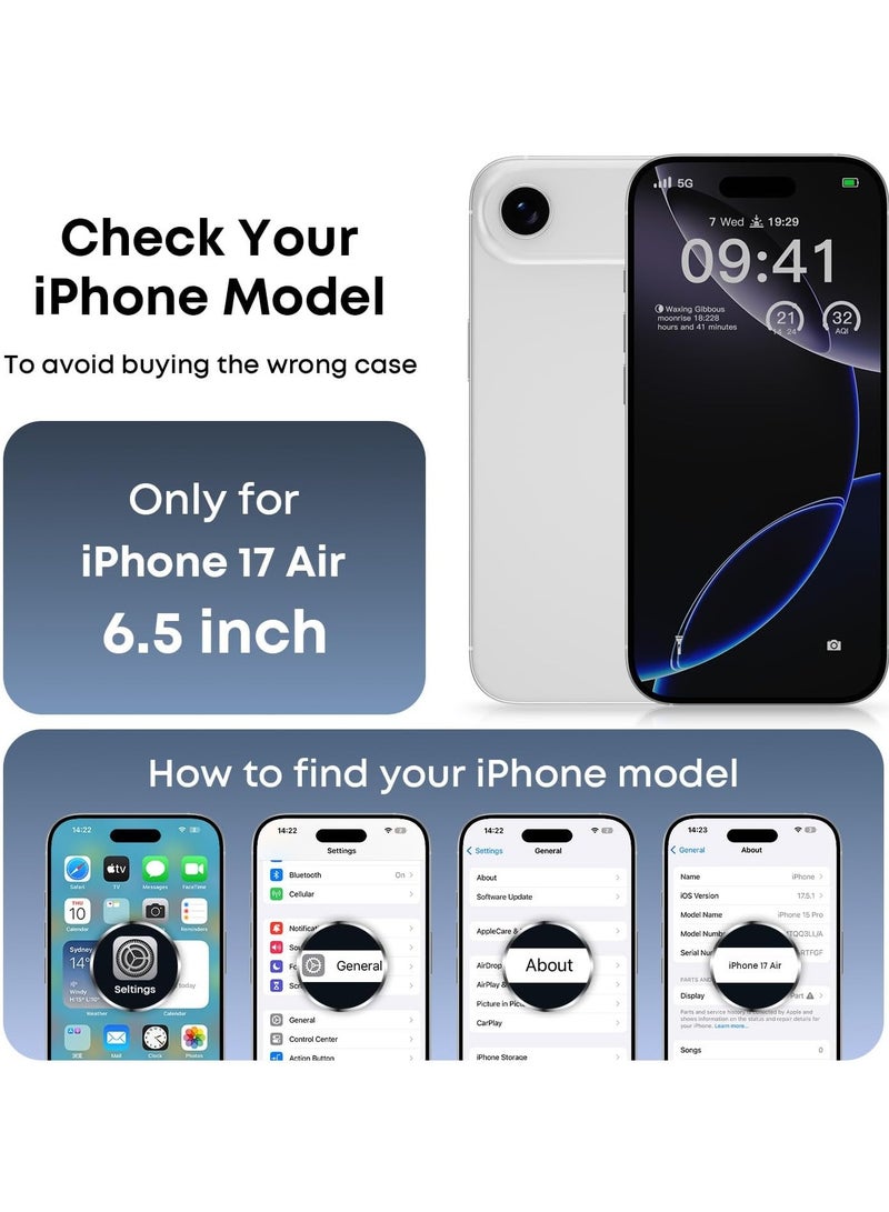 MUDISO iPhone 17 Air Clear Case Compatible with Magsafe Cover With 9D Privacy Tempered Glass For iPhone 17 Air Non-Yellowing Shockproof Protective Phone Cover for iPhone 17 Air 6.5-inch - Image 2