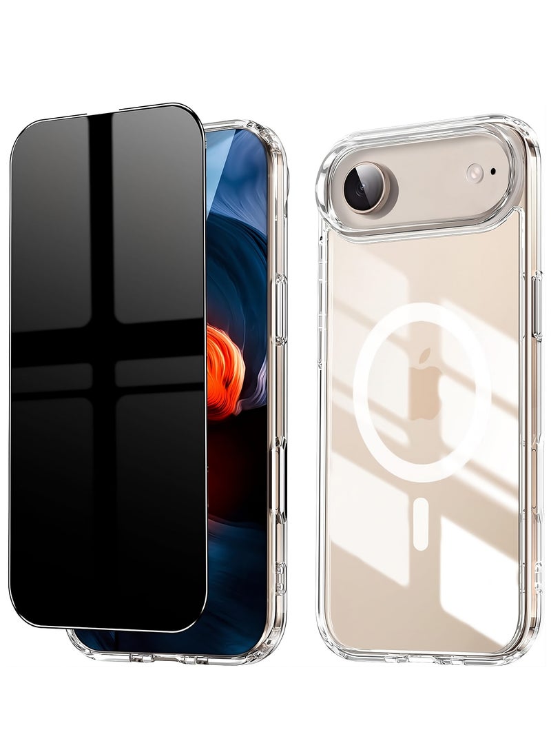 MUDISO iPhone 17 Air Clear Case Compatible with Magsafe Cover With 9D Privacy Tempered Glass For iPhone 17 Air Non-Yellowing Shockproof Protective Phone Cover for iPhone 17 Air 6.5-inch - Image 1