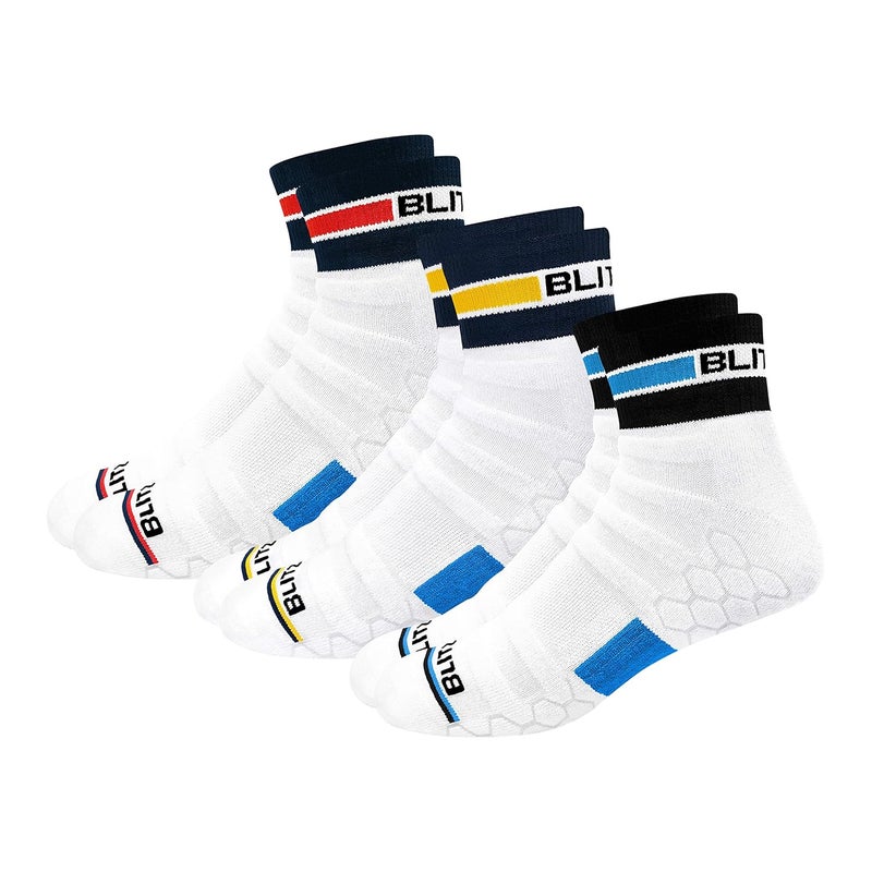BLITZSOX Hi-Tech Performance Sports Socks for Men (Badminton, Running, Gym & Indoor Training), Pack of 3 - Image 1