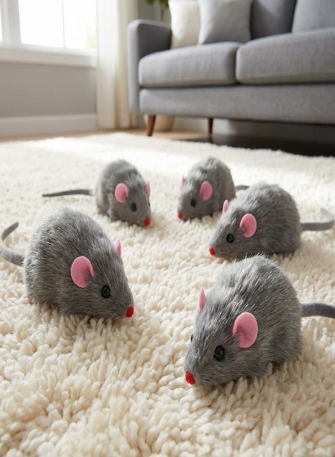 Essivox 5Pcs Gray Fur Rattle Mouse Cat, Interactive Pet Play Mice, Animal for Cats, Pet Supplies - Image 3
