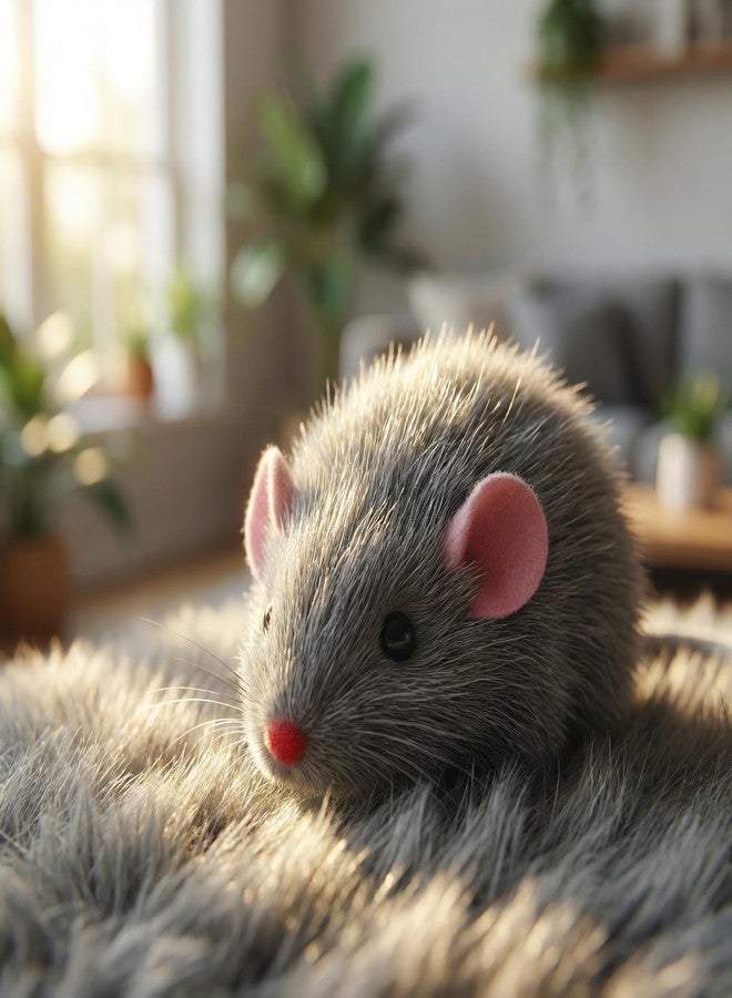 Essivox 5Pcs Gray Fur Rattle Mouse Cat, Interactive Pet Play Mice, Animal for Cats, Pet Supplies - Image 2