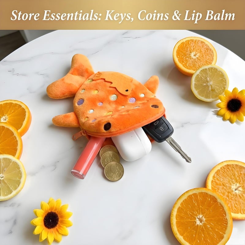 cioatu Coin Purse Keychain,Soft Zipper Coin Purse Change Purse,Handmade Purse Bag Charm Gift for Women (Orange) - Image 3