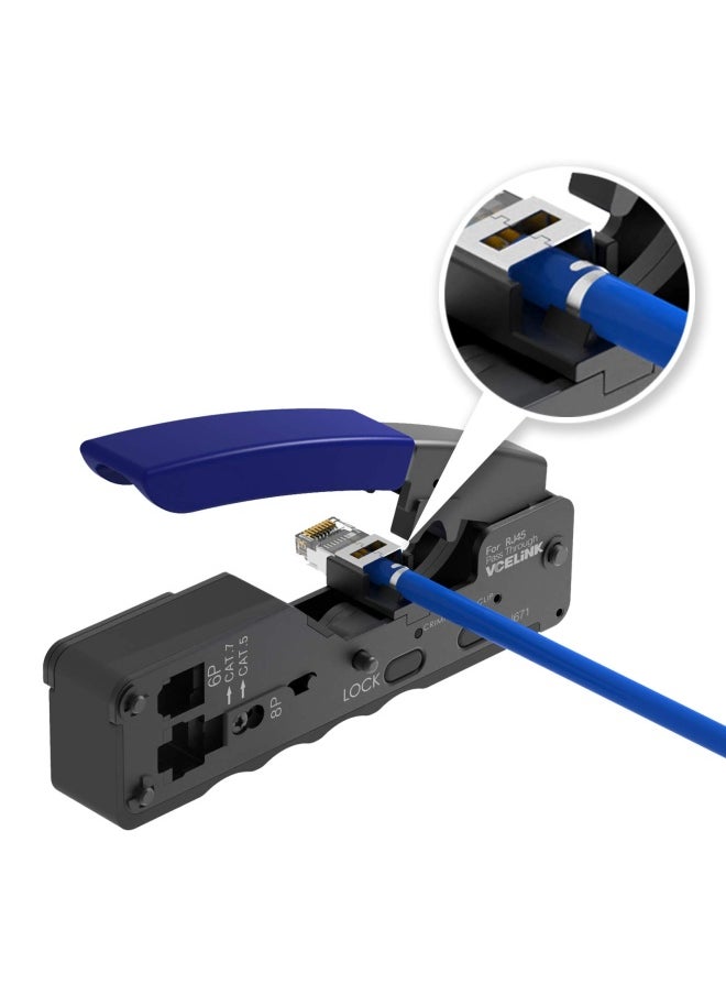 Generic Vcelink  Rj45 Crimping Tool Pass Through Ethernet Wire Cutter Crimper For Cat7 Cat6A Cat6 Cat5E Cat5 Pass-Through And Non-Pass-Through Connectors  - Image 5