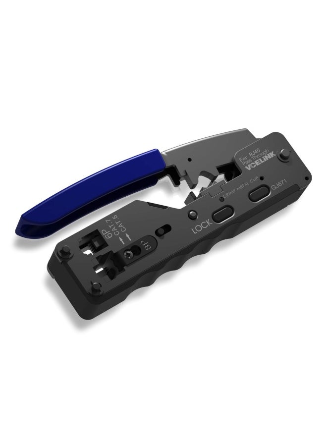 Generic Vcelink  Rj45 Crimping Tool Pass Through Ethernet Wire Cutter Crimper For Cat7 Cat6A Cat6 Cat5E Cat5 Pass-Through And Non-Pass-Through Connectors  - Image 1