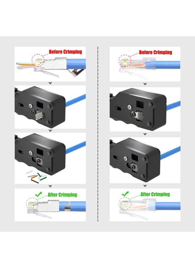 Generic Vcelink  Rj45 Crimping Tool Pass Through Ethernet Wire Cutter Crimper For Cat7 Cat6A Cat6 Cat5E Cat5 Pass-Through And Non-Pass-Through Connectors  - Image 4
