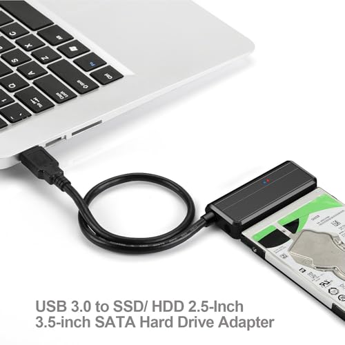 EYOOLD SATA to USB Cable USB 3.0 to 2.5 3.5 inch Hard Drive Adapter External Converter for SSD/HDD Data Transfer, with 12V/2A Power Supply, Support UASP, Black - Image 3