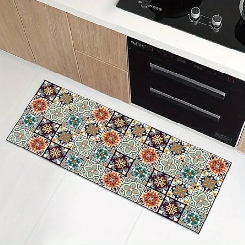 TRUSHALI PRESENT Set of 2 Non-Slip Rubber Kitchen Floor Mats – Soft and Absorbent Rugs for Kitchen, Laundry, Hallway – Sizes 120×40 cm & 40×60 cm (Brown Multi) - Image 2