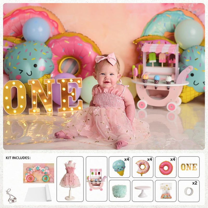 Kate 1st Birthday Themed Bundles for Kids Photography 2 Backdrops & 10 Kind of Set(Total of 12 Sets) - Image 3