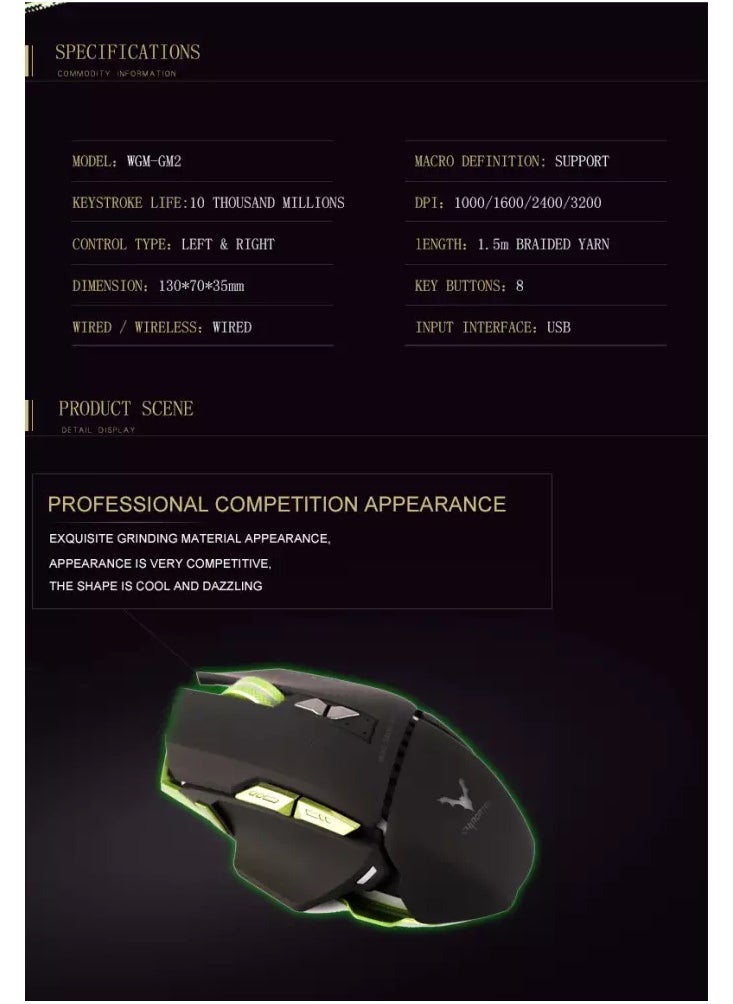 Wesdar - GM2 Gaming Mouse - Optical Sensor 3,600 DPI - 8 Buttons - Image 1