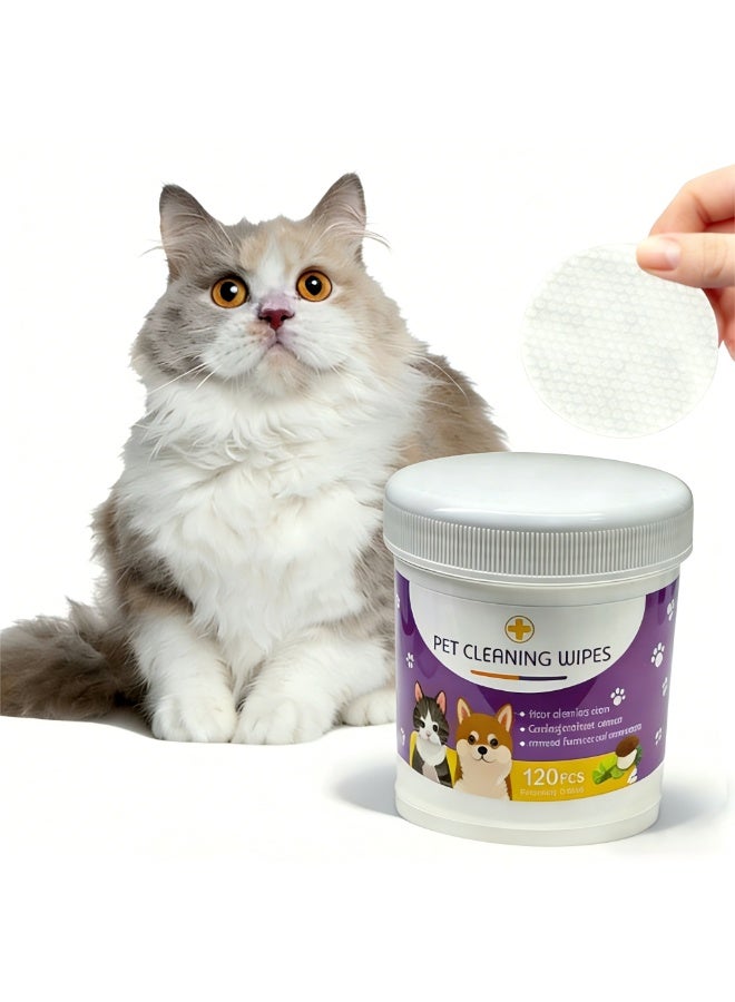 EPET Pet Cleaning Wipes for Dogs & Cats - 120 Count Soft Grooming Pads Gentle Decontamination & Antibacterial Eye, Ear, Paw Tear Stain Remover - Image 1
