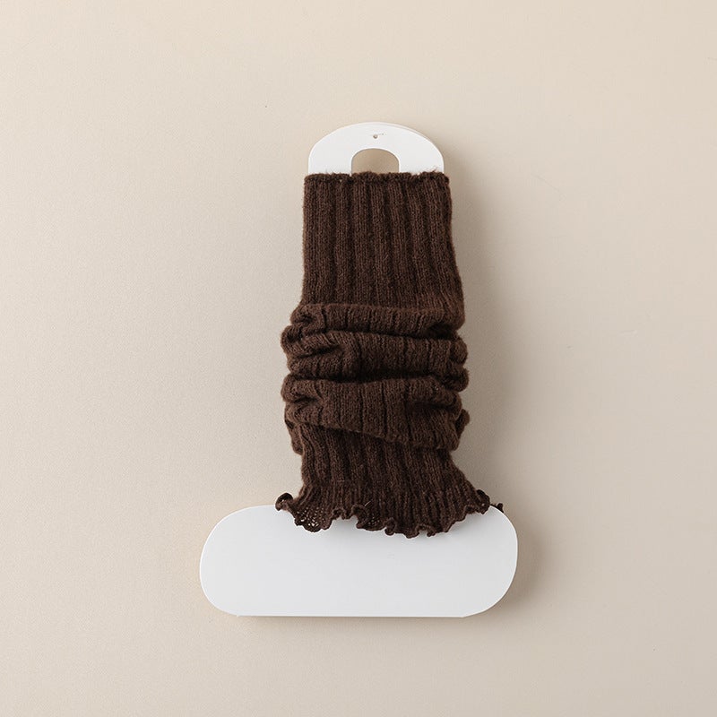 Womens Autumn Winter Y2K Knit Leg Warmers Light khaki  - Image 2