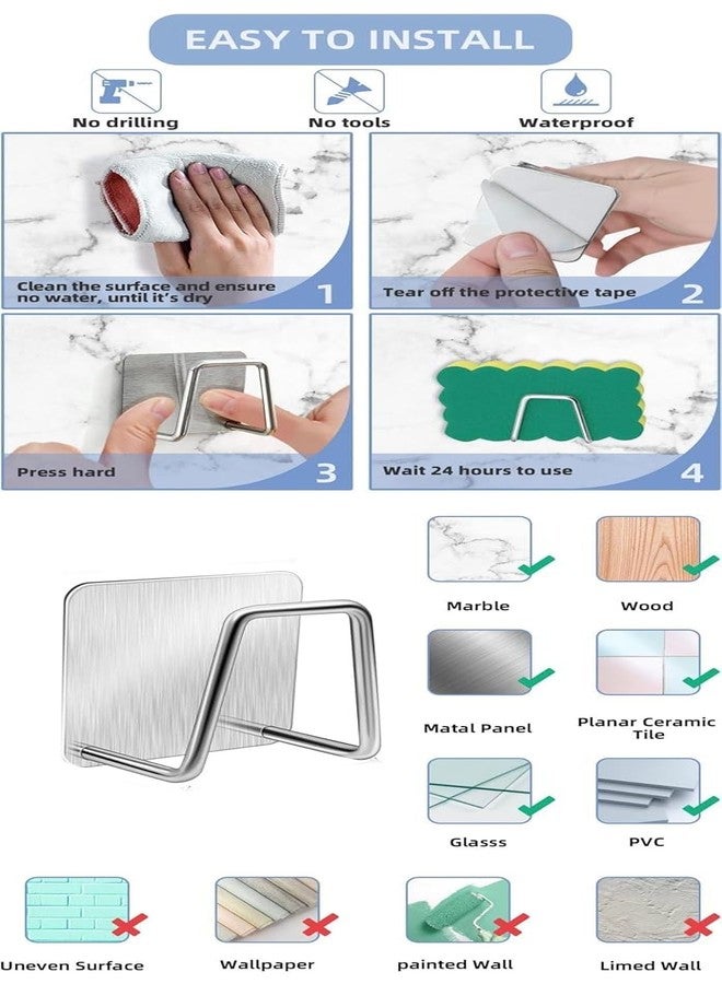 LARYNX Self Adhesive Stainless Steel Sponge Holder for Kitchen Sink, Waterproof and Rustproof, Kitchen Sink Organiser (Small, 3 pcs) - Image 3