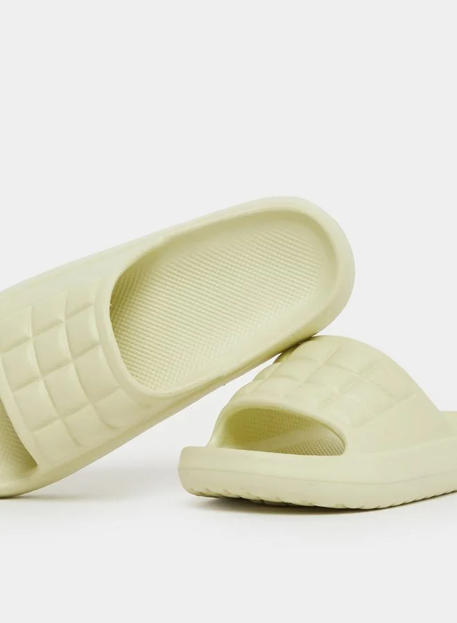 Take Two Take Two Textured Checked Slip-On Slides