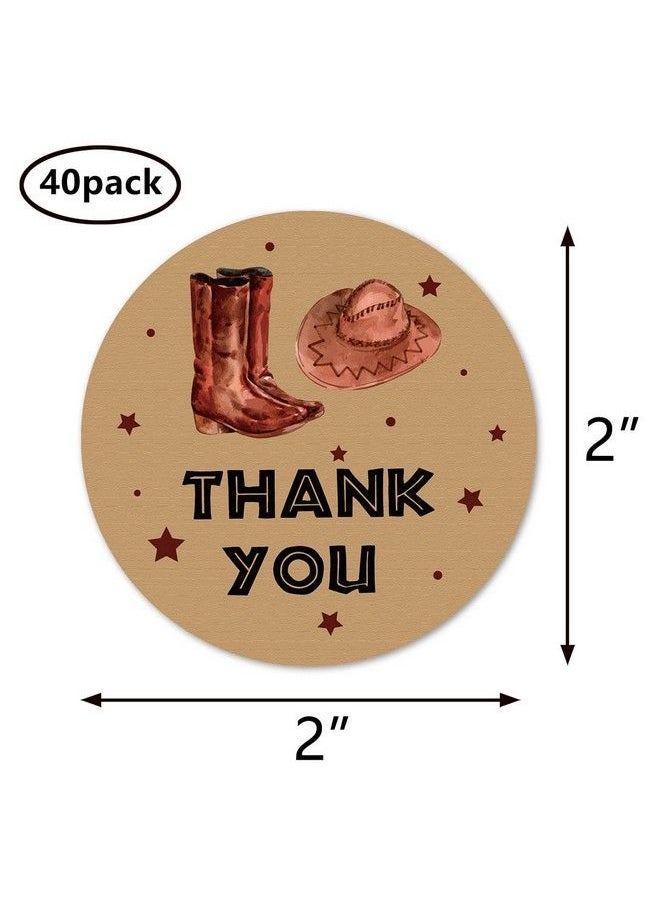 MAGJUCHE - Cowboy Boots Thank You Stickers 2 Inch Boy Western Birthday Baby Shower Party Favor Labels 40Pack - Image 1