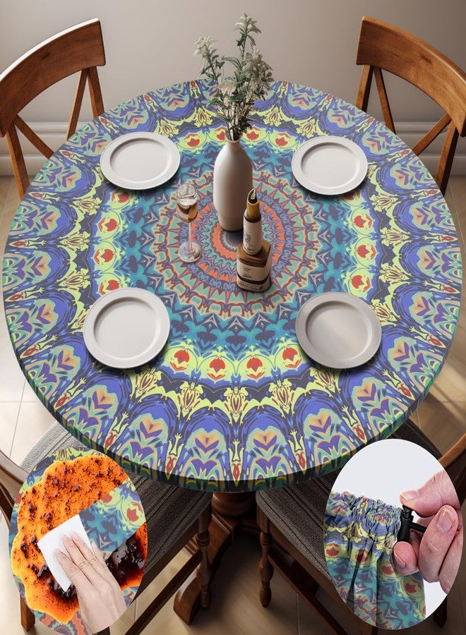 opstellen Fitted Mandala Round Tablecloth Waterproof Patio Table Cloths for 45-54" Tables Travel Vacation Camper Accessories Outdoor Road Trip Must Haves New Home Living Room House Decorations - Image 1