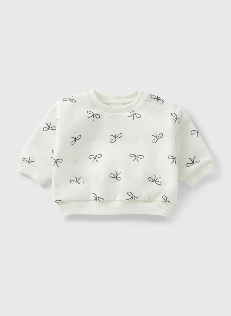 Matalan Baby Cream Bow Mono Sweatshirt