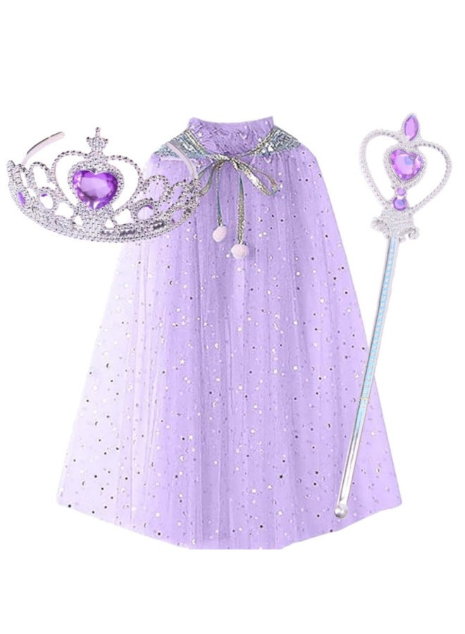 Loquat Aisha Cloak Suit  Performance Clothes Children's Glow Dress Year Toys Gifts For Kids-Color:Rainbow Cloak + Mask + Diamond Heart Stick - Image 5