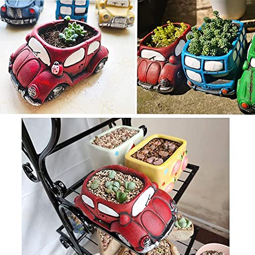Ascrafter Cement Red Car Succulent Planter Flower Pots Succulent Plants Containers, Small Pot for Cactus Decor Planters for Indoor Plants - Image 5