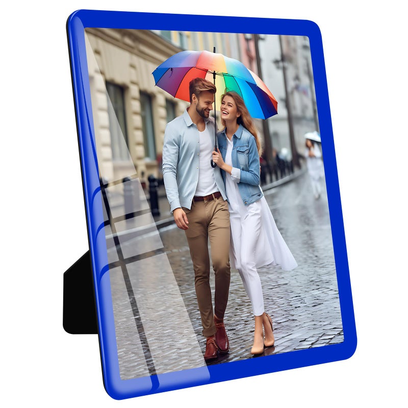 Bluesun 8x10 Picture Frame Blue  Real Glass Frame  can be Horizontal and Vertical  Matted for Wall and Tabletop D?cor (8x10  Blue) - Image 1