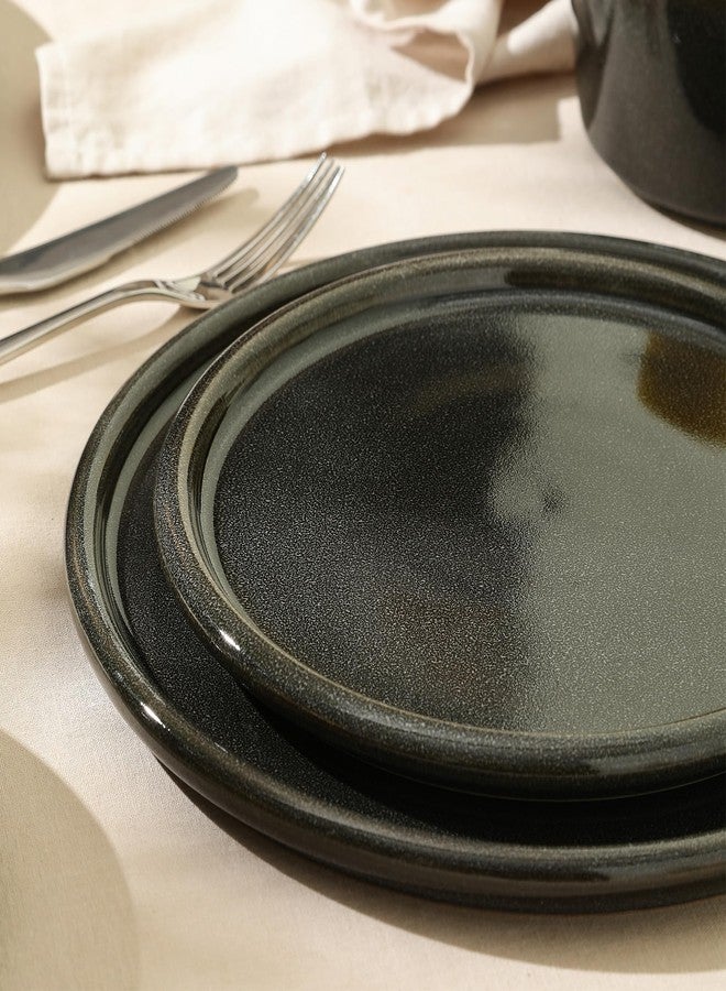 Stone Lain Eden 4-Piece Dinner Plate Set Stoneware, Charcoal Grey - Image 4