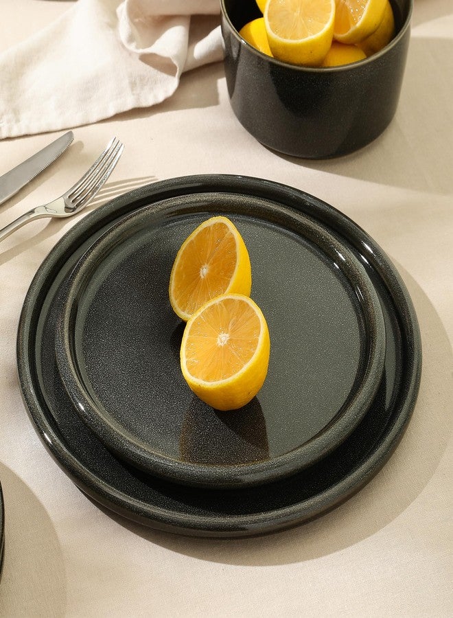 Stone Lain Eden 4-Piece Dinner Plate Set Stoneware, Charcoal Grey - Image 3