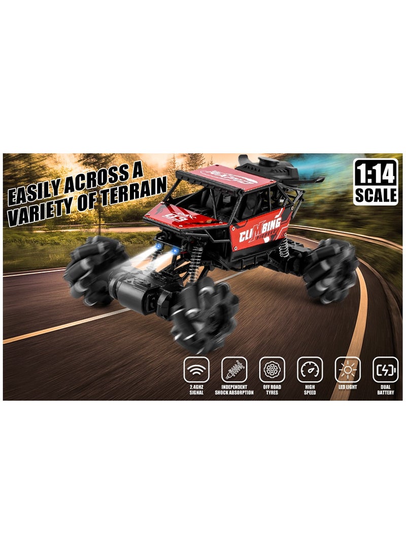 Off Road Remote Control Toy Car, High Speed RC Car, All Terrain RC Truck With Alloy Body Cool Lighting Simulation spray, With 2 Car batteries & 2 Remote Controller Batteries, Race Car Gifts for Kids ages 6+ Years  - Image 2