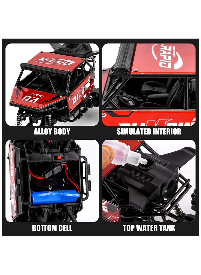 Off Road Remote Control Toy Car, High Speed RC Car, All Terrain RC Truck With Alloy Body Cool Lighting Simulation spray, With 2 Car batteries & 2 Remote Controller Batteries, Race Car Gifts for Kids ages 6+ Years  - Image 5