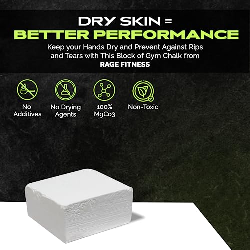 Rage Fitness Gym Chalk Block (2oz), Magnesium Carbonate Athletic Chalk Block for Excellent Grip, Gym Workout Grip Chalk, Weightlifting, Gymnastics, Rock Climbing White - Image 2