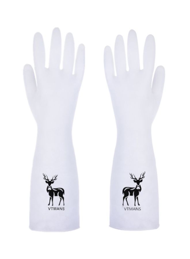 NIBEMINENT Pair Of Elk Printed Rubber Gloves White/Black M - Image 1
