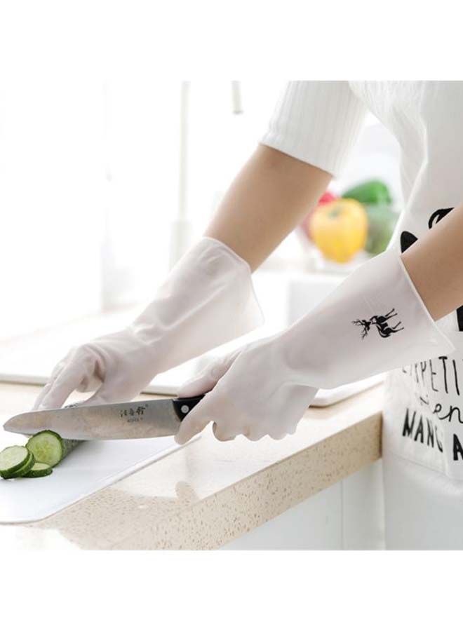 NIBEMINENT Pair Of Elk Printed Rubber Gloves White/Black M - Image 3