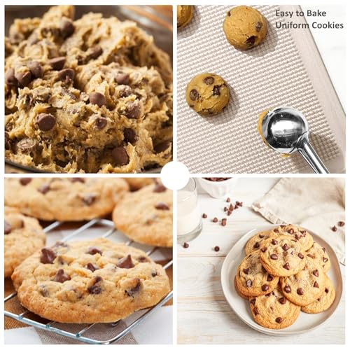 LLESCA Cookie Scoop Set, 3Pcs Ice Cream Scoop, Cookie Scoops for Baking Set of 3, 18/8 Stainless Steel Cookie Scooper for Baking, Ice Cream Scooper with Trigger Release, Blue Soft Grip Cookie Dough Scoop - Image 5